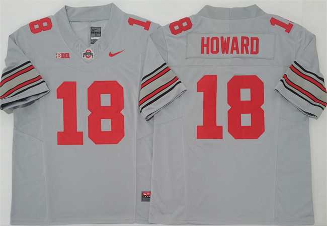 Men%27s Ohio State Buckeyes #18 Will Howard Gray 2025 F.U.S.E. Limited Stitched Jersey